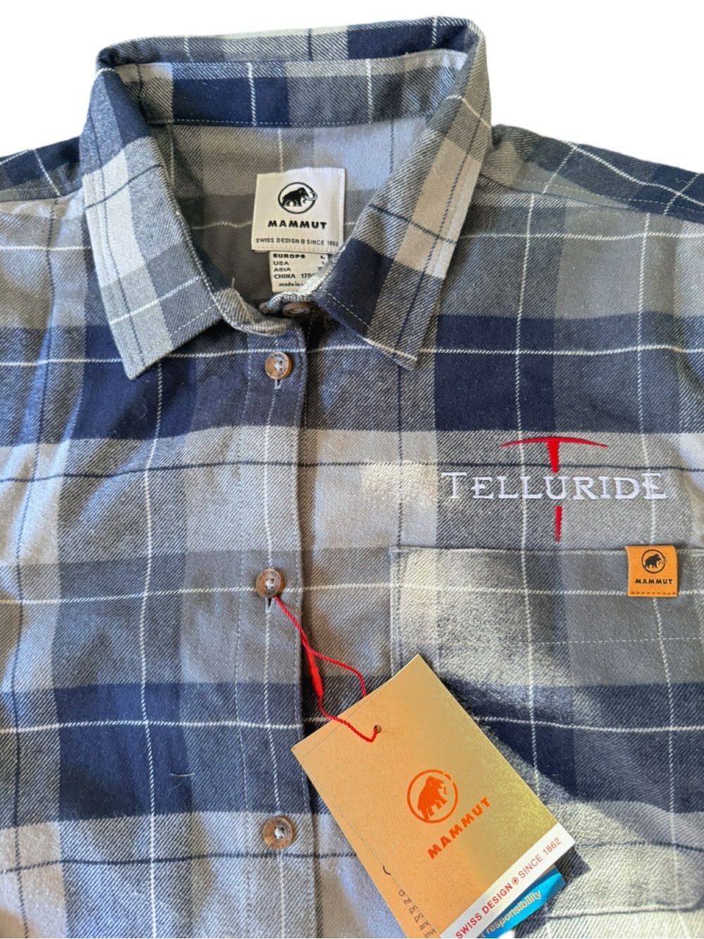 Telluride Ski Resort Blue Gray Plaid Flannel Shirt NWT